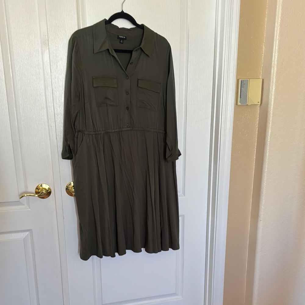 Torrid olive Green Button-Up Dress